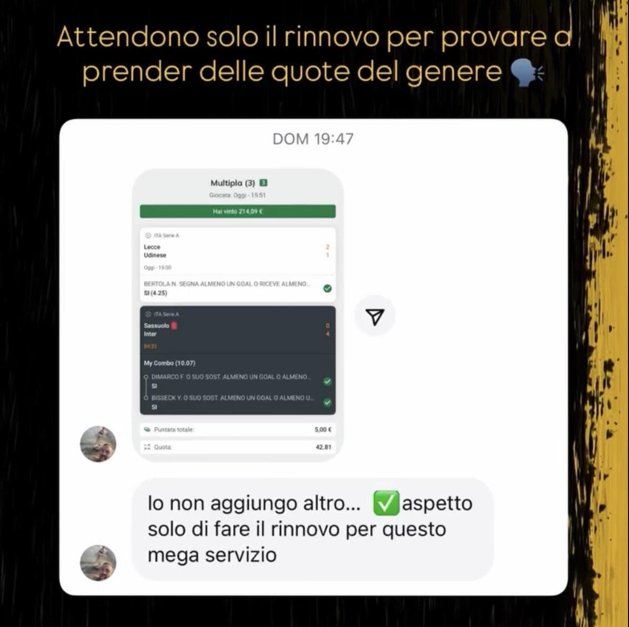 Statistiche previste risultato reale